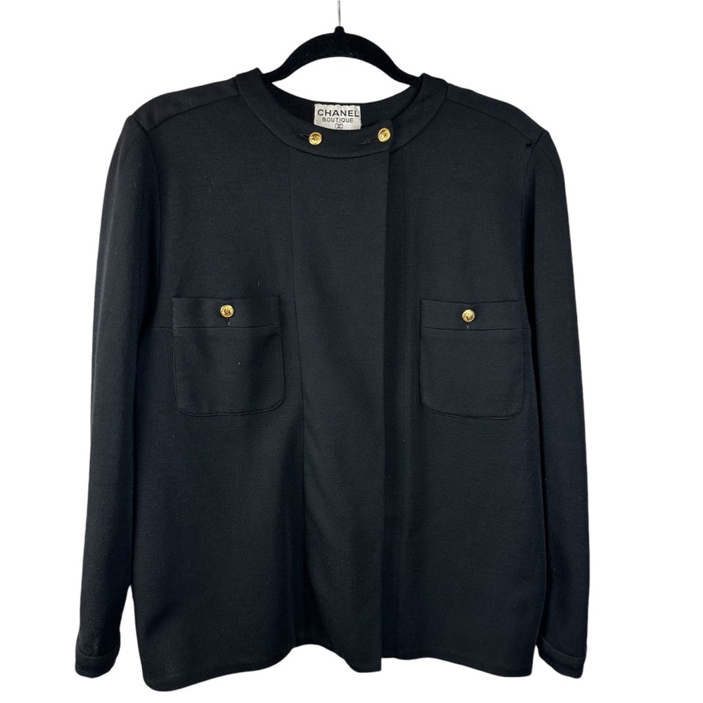 CHANEL BLACK CARDIGAN WITH GOLD HARDWARE
